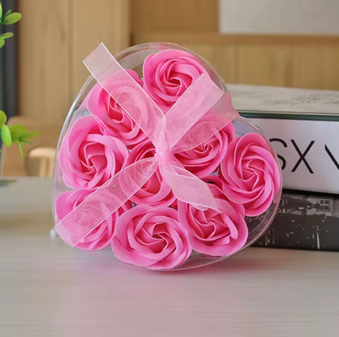 Coffret 9 Roses Savon Parfumées – Fleurs Décoratives de Bain – Idée Cadeau Saint-Valentin & Anniversaire